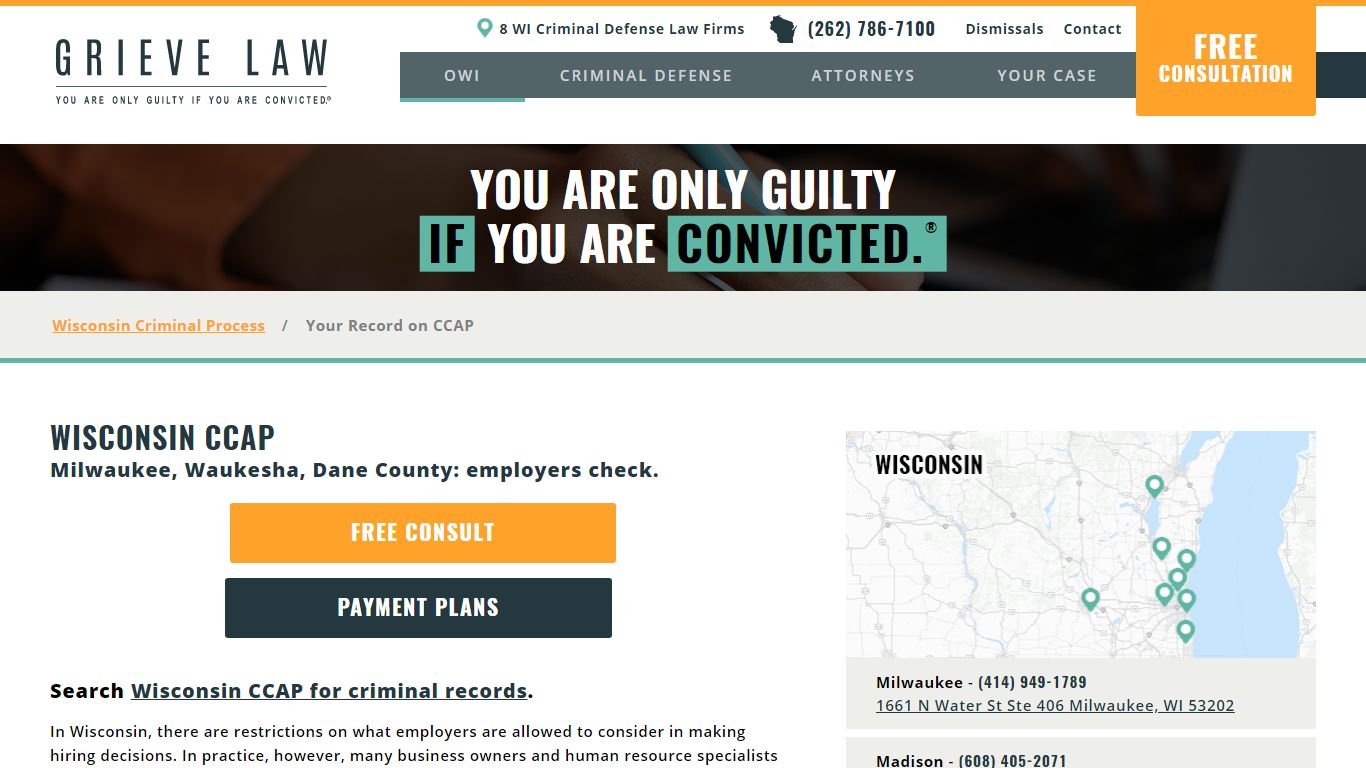 Wisconsin CCAP: Counties including Milwaukee, Racine, Ozaukee, Brown ...